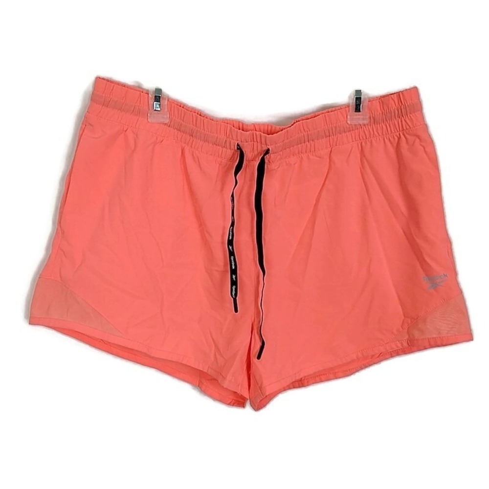 Reebok Running Shorts Neon Coral Athletic Activewear Workout Drawstring sz XL